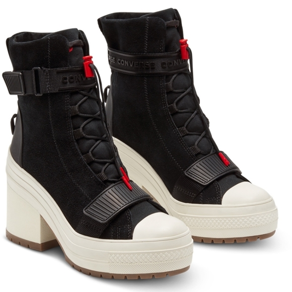 Converse Women's Chuck Taylor High Top Leather Platform Color Block Boots - Picture 2 of 13